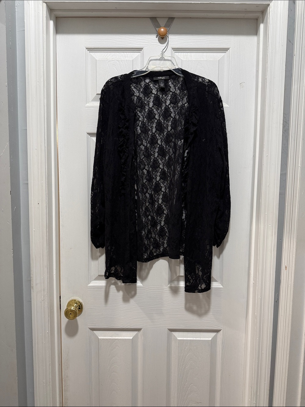 Sz 3x Black Lace Open-Front Women's Cardigan
